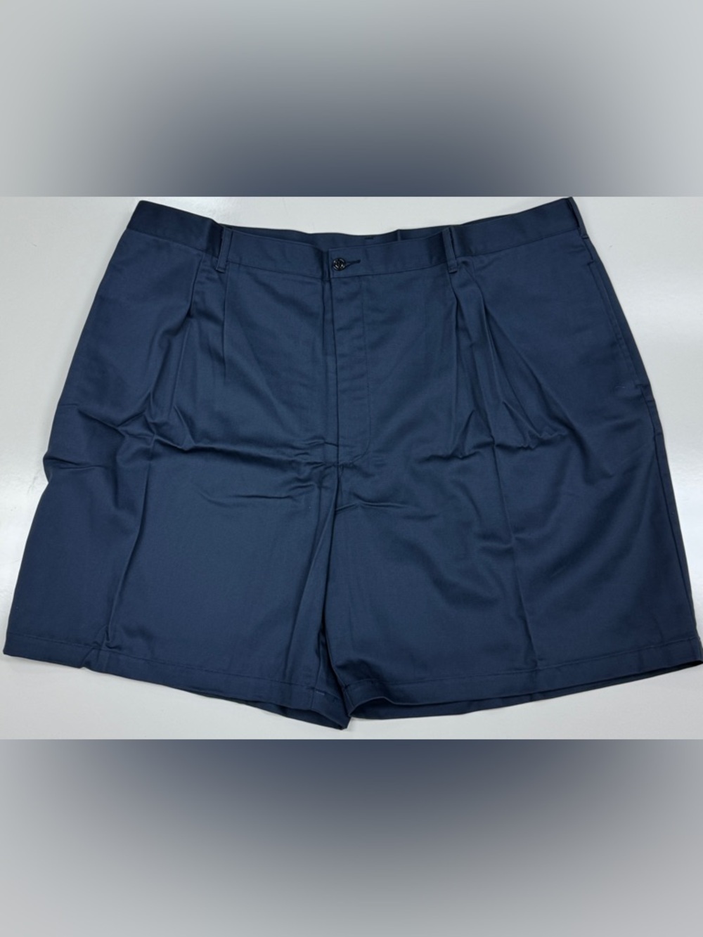 Men’s Pleated Navy Blue Summer Shorts, Size 46, 100% Cotton, Made in USA, NOS
